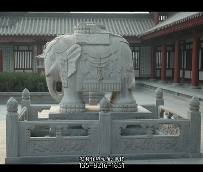 公园景观驮宝大象石雕图片