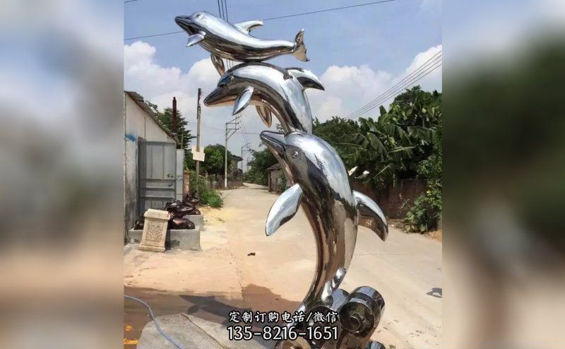 公园不锈钢海豚雕塑