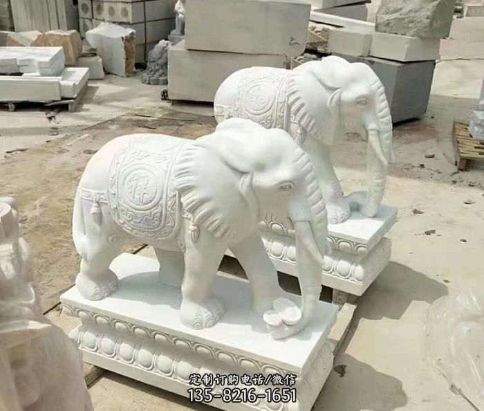 汉白玉大象石雕招财动物图片