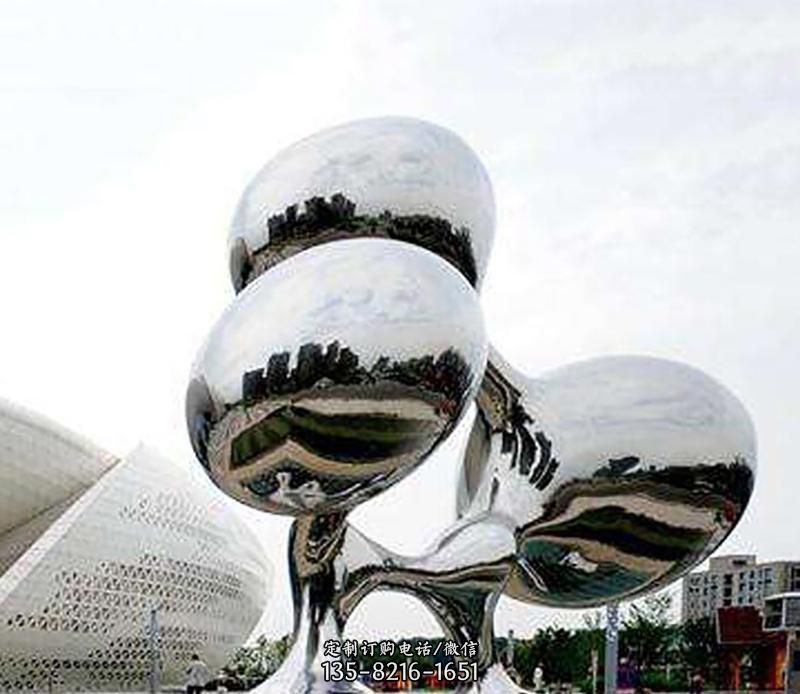 广场大型不锈钢创意抽象球组合雕塑