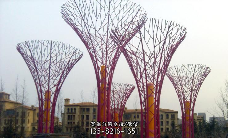 不锈钢抽象树枝城市景观雕塑