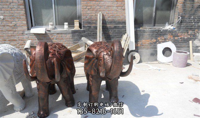 铸铜大象企业动物铜雕