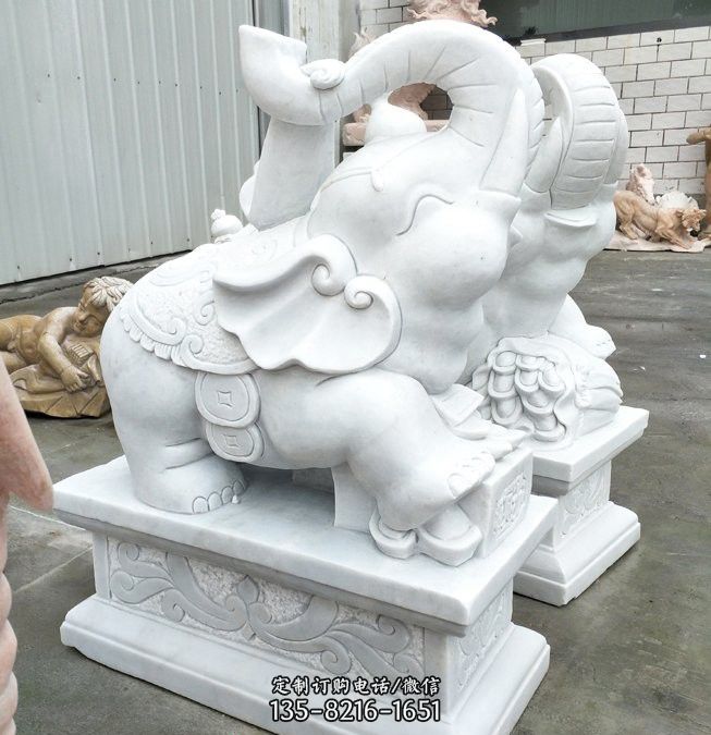 门墩/汉白玉/小象：精湛的雕刻工艺与高科技的艺术融合