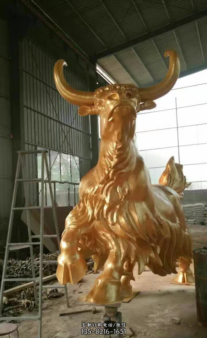不锈钢城市钛金牦牛雕塑