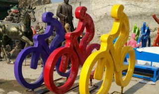 不锈钢抽象骑单车运动人物雕塑1