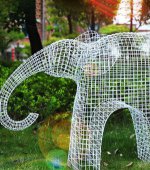 不锈钢镂空大象雕塑112