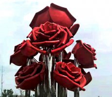 大型不锈钢玫瑰花雕塑