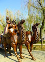 公园古人骑骆驼景观铜雕