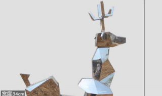 不锈钢卧姿几何抽象鹿雕塑