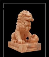 晚霞红故宫狮子雕塑