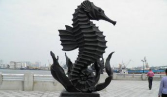 广场海马铜雕-珊瑚雕塑