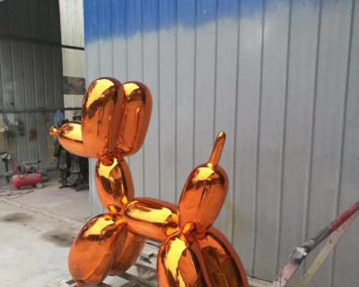 不锈钢彩色气球小狗雕塑
