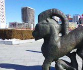 广场抽象母子羊动物铜雕