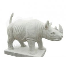 犀牛动物石雕-白犀牛雕塑