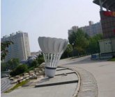 不锈钢广场羽毛球雕塑