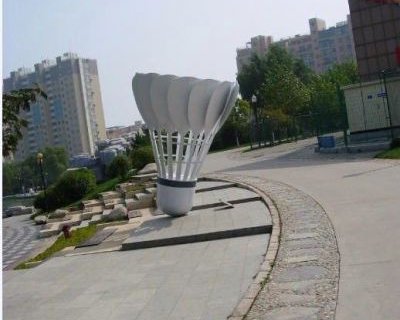 不锈钢广场羽毛球雕塑