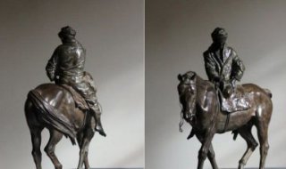 公园骑马的少数民族人物铜雕