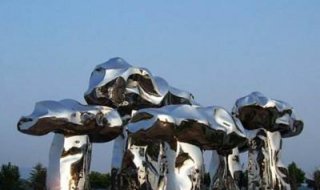 不锈钢广场镜面蘑菇雕塑
