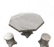 八角石桌凳园林景观石雕
