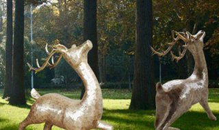 不锈钢园林抽象鹿雕塑