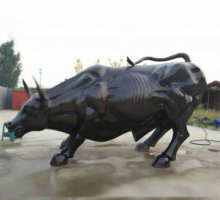 牛的铜雕像-小镇景观雕塑