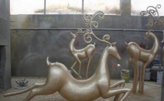 铜雕抽象树枝梅花鹿雕塑