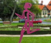 不锈钢镂空抽象跑步女人雕塑