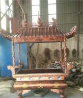寺庙方形铜雕香炉
