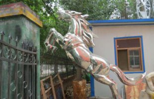 公园不锈钢奔跑的马动物雕塑
