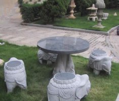 公园景观小象石桌凳石雕