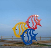 不锈钢公园彩色鱼雕塑