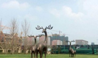 公园抽象梅花鹿动物铜雕