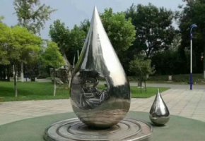 不锈钢镜面公园水滴雕塑