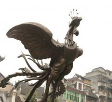 凤凰展翅铜雕-镜面不锈钢凤凰雕塑