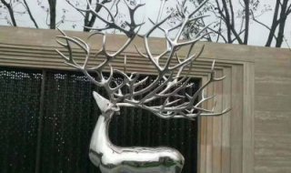 公园镜面不锈钢抽象鹿雕塑