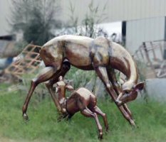 园林铜雕母子鹿雕塑