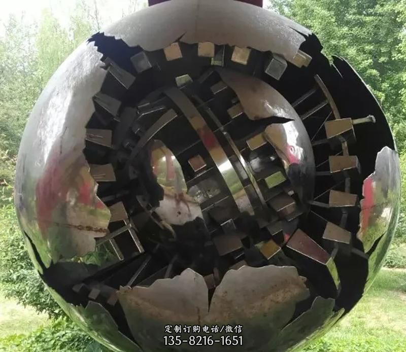 公园不锈钢金属球抽象雕塑