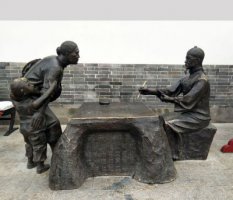 铜雕广场写信人物雕塑