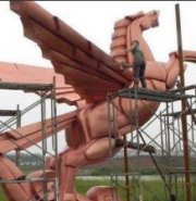 广场锻造抽象飞马动物铜雕