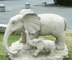 公园景观母子象石雕