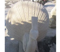 动物孔雀石雕-立体浮雕孔雀三联画