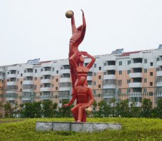 不锈钢抽象篮球运动人物情景景观雕塑