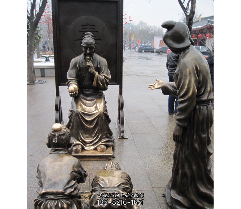 公園景觀祝壽人物玻璃鋼仿銅擺件