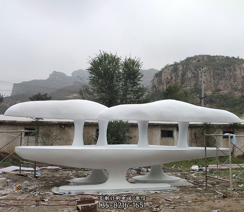 不锈钢公园蘑菇云朵景观雕塑 