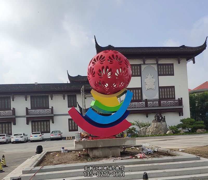 不銹鋼彩繪城市鏤空球 