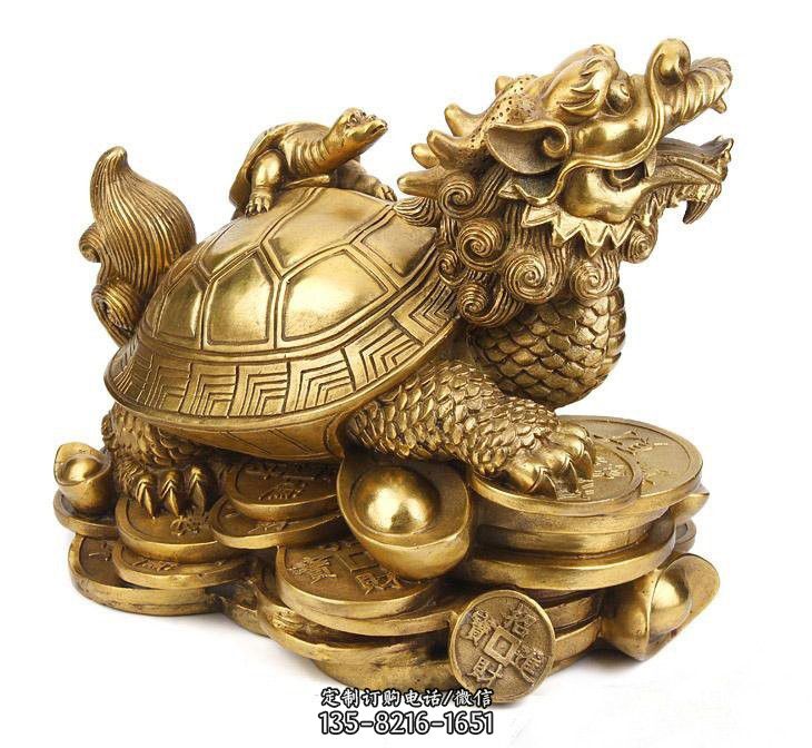 铜雕招财龙龟-捡龙龟雕塑
