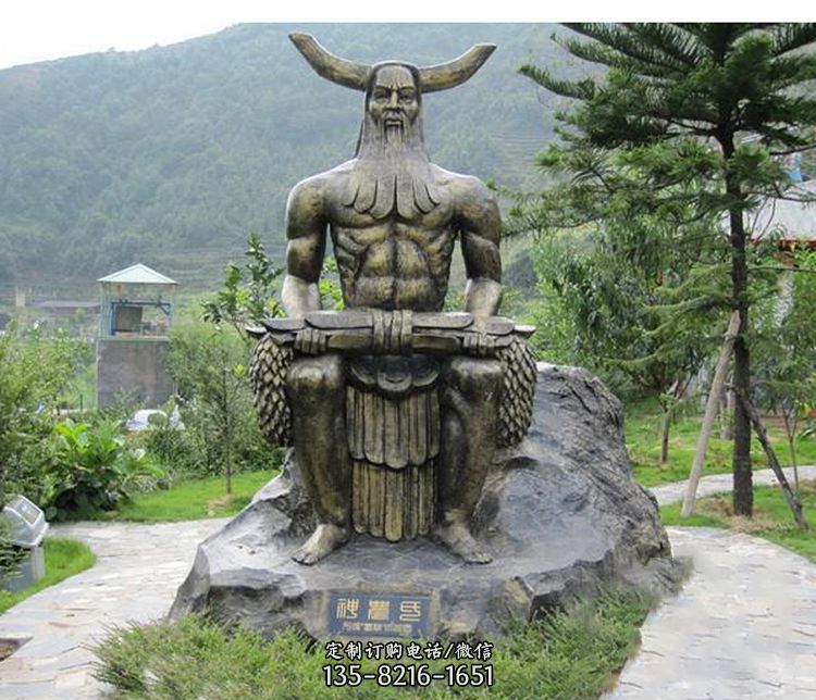 古代神话人物伏羲铜雕