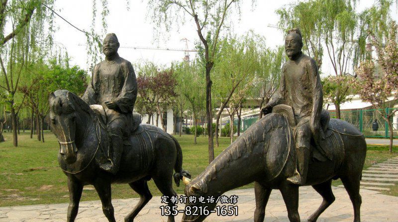 公园古人骑马人物铜雕