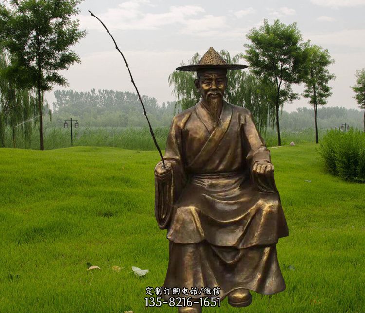 铜雕姜太公钓鱼