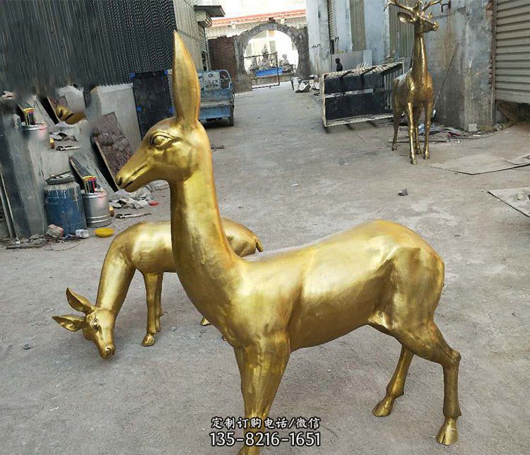 铜雕户外装饰母子鹿雕塑